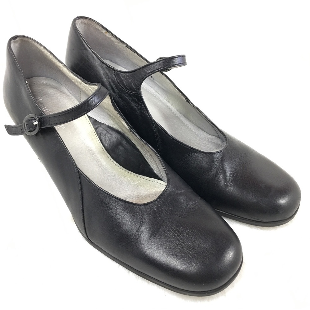 Beautifeel Black Leather Mary Jane Heels 39 \ 8.5